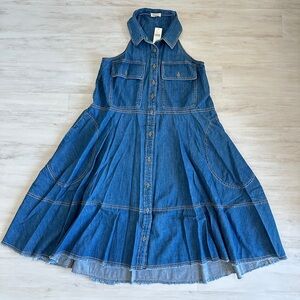 NWT Anthropologie Pilcro Blue Denim Halter Dress